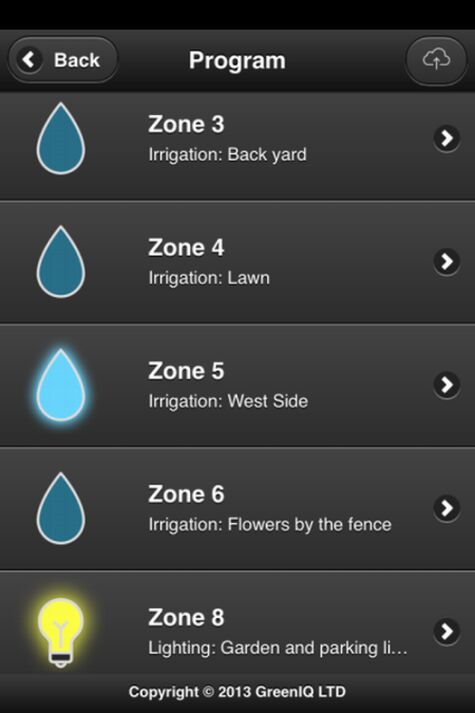 Each zone of the garden can be controlled separately. 