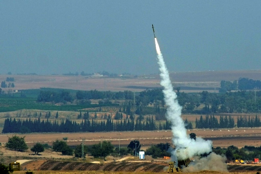 A missile from the Iron Dome is fired in response to rocket attack from Gaza. Photo by Flash90.