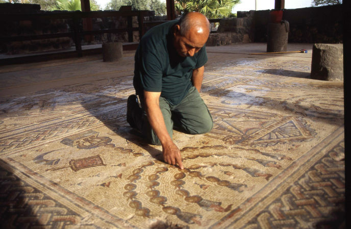 A partially restored mosaic floor in Tiberias. Photo courtesy Israel Tourism Ministry.