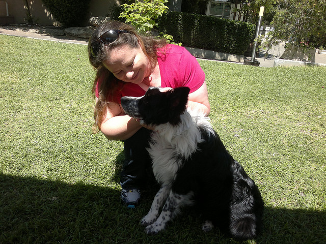 Einav Gissinger and Nelson on the final day of the dog therapy course at Broshim. Photo by Abigail Klein Leichman. 