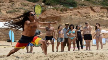 Kapau is a hybrid of beach paddleball and tennis. Photo: courtesy
