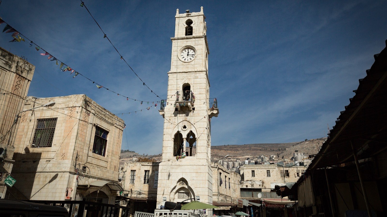 The al-Manara clock tower was built in 1906 in Nablus, now in the Palestinian Authority-administered territories. Photo by Sebi Berens/FLASH90