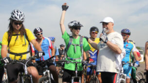 Former captive soldier, Gilad Shalit, leads the Cycling for Peace run from his home in Israel's north to Acre.