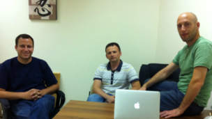 From left, eDealya founder and VP product Ophir Sweiry, director of R&D Alex Pretsev, founder and CEO Chaim Zucker.