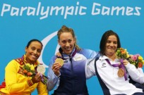 From left, silver medalist Teresa Perales of Spain, gold medalist Sarah Rung of Norway and bronze medalist Inbal Pezaro of Israel took the top three spots in the women's 200m freestyle at the London Paralympic Games.