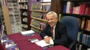 Dr. Eli Fischer signing copies of his autobiography at Barnes & Noble Bookstore at the University of Chicago.