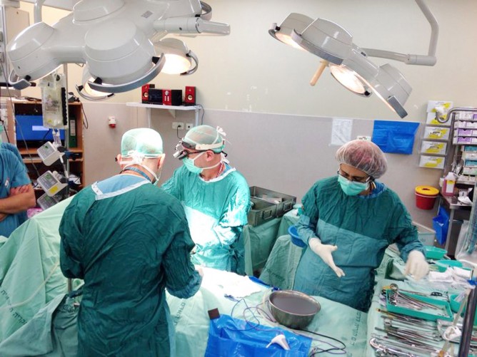 A Gazan child being treated in the Rambam operating room this week. Photo courtesy of RHCC