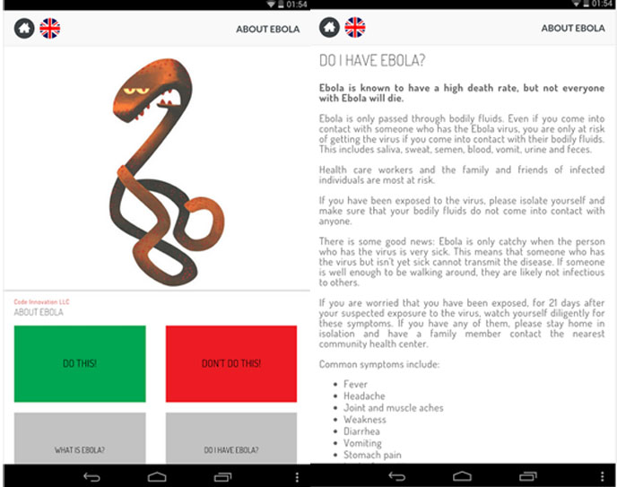 About Ebola app (Image from Google Play)