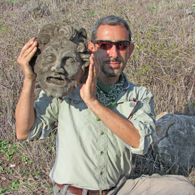 Archaeologists have found the only bronze mask of its kind of the god Pan. (Photo: Dr. Michael Eisenberg)