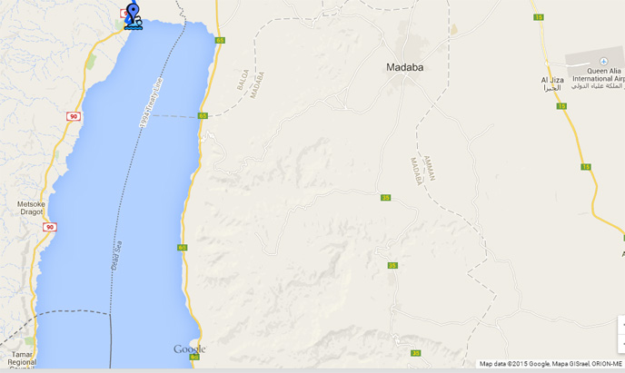 Israeli and Jordanian sides of the Dead Sea. (Google Maps)