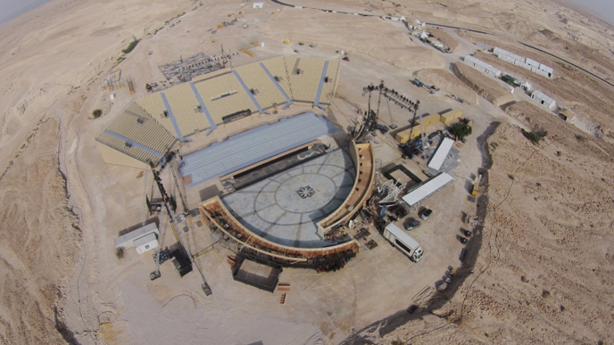 An aerial view of the set for 'Tosca' at this year's Opera Festival at Masada. (Photographer credit: Set design) 