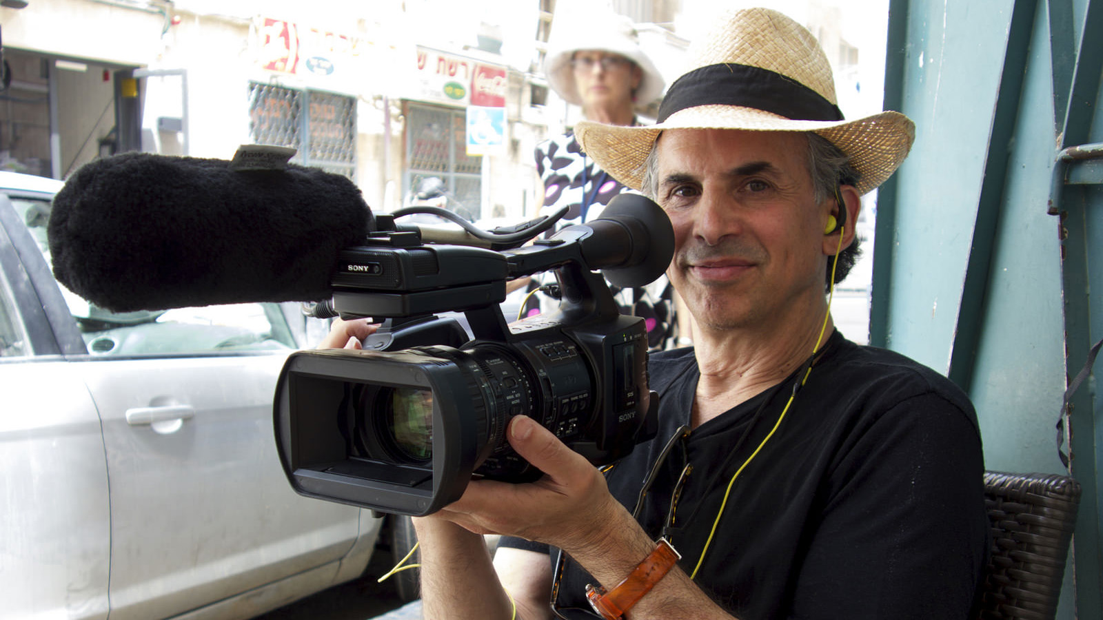 Roger Sherman filming in Jerusalem. Photo by Dorothy Kalins