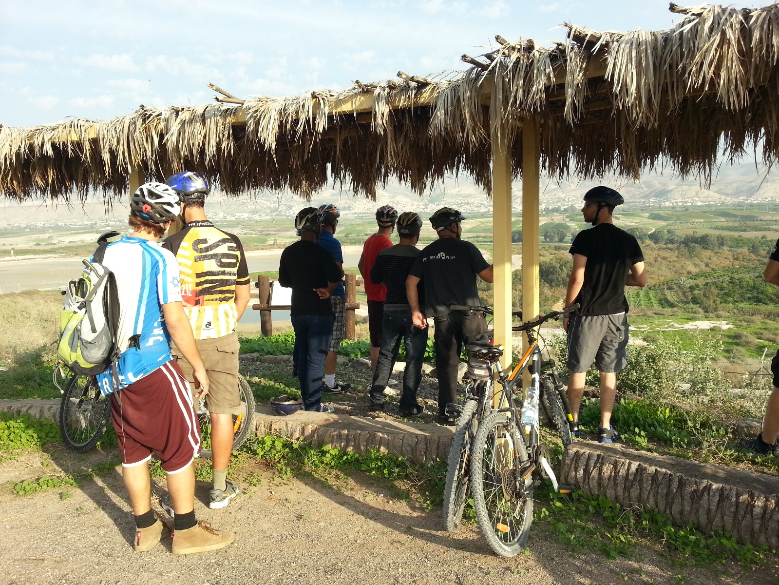 Tour operators on a bike ride along the lower Jordan River. Photo by Mira Edelstein