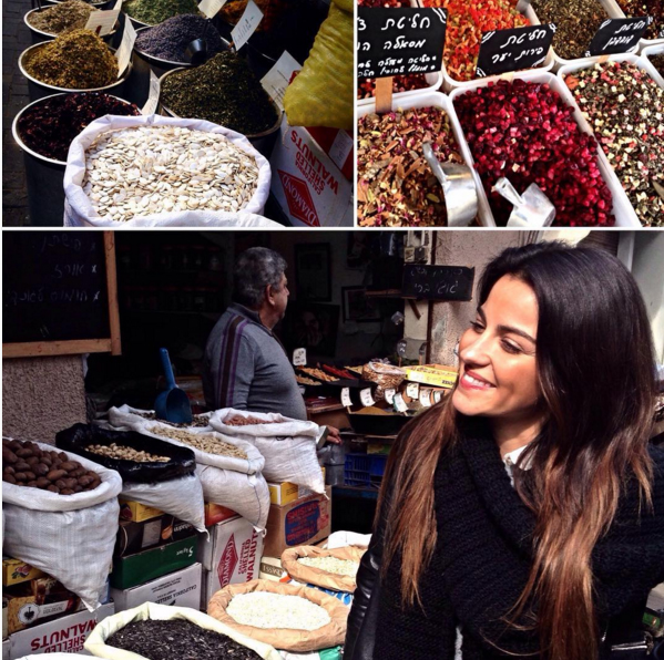 Maite Perroni enjoys Israeli spices. Photo from Facebook