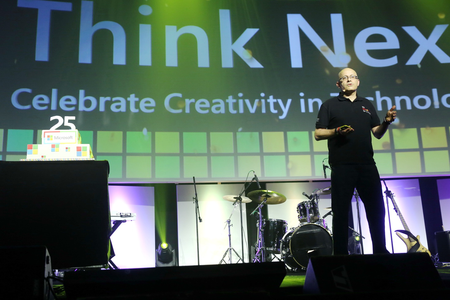Yoram Yaacovi, general manager of Microsoft Israel’s R&D Center, speaking at Think Next 2016. Photo by Koby Kantor