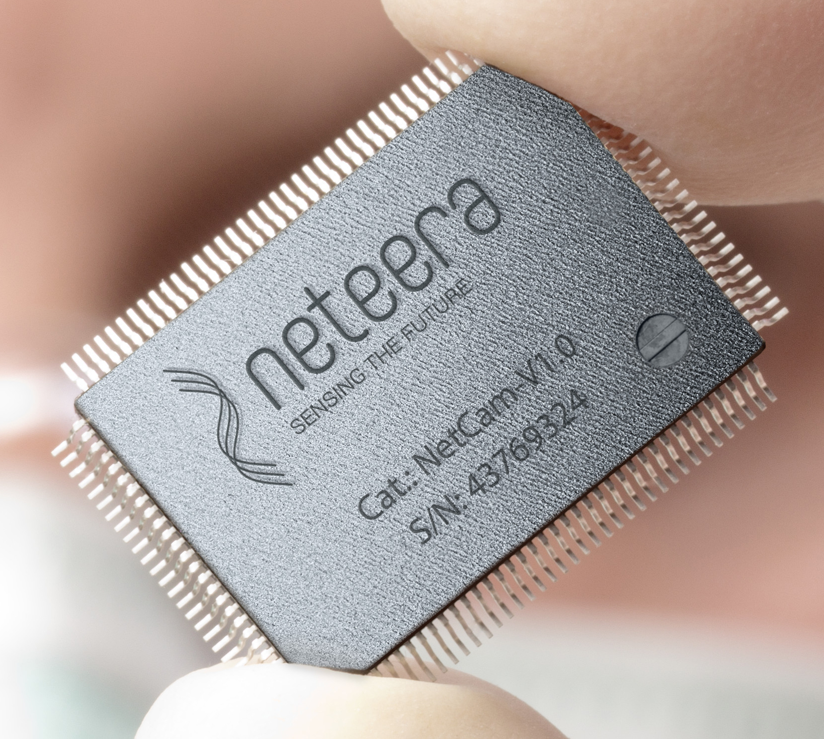 The chip inside Neteera’s nano camera. Photo courtesy of Yissum
