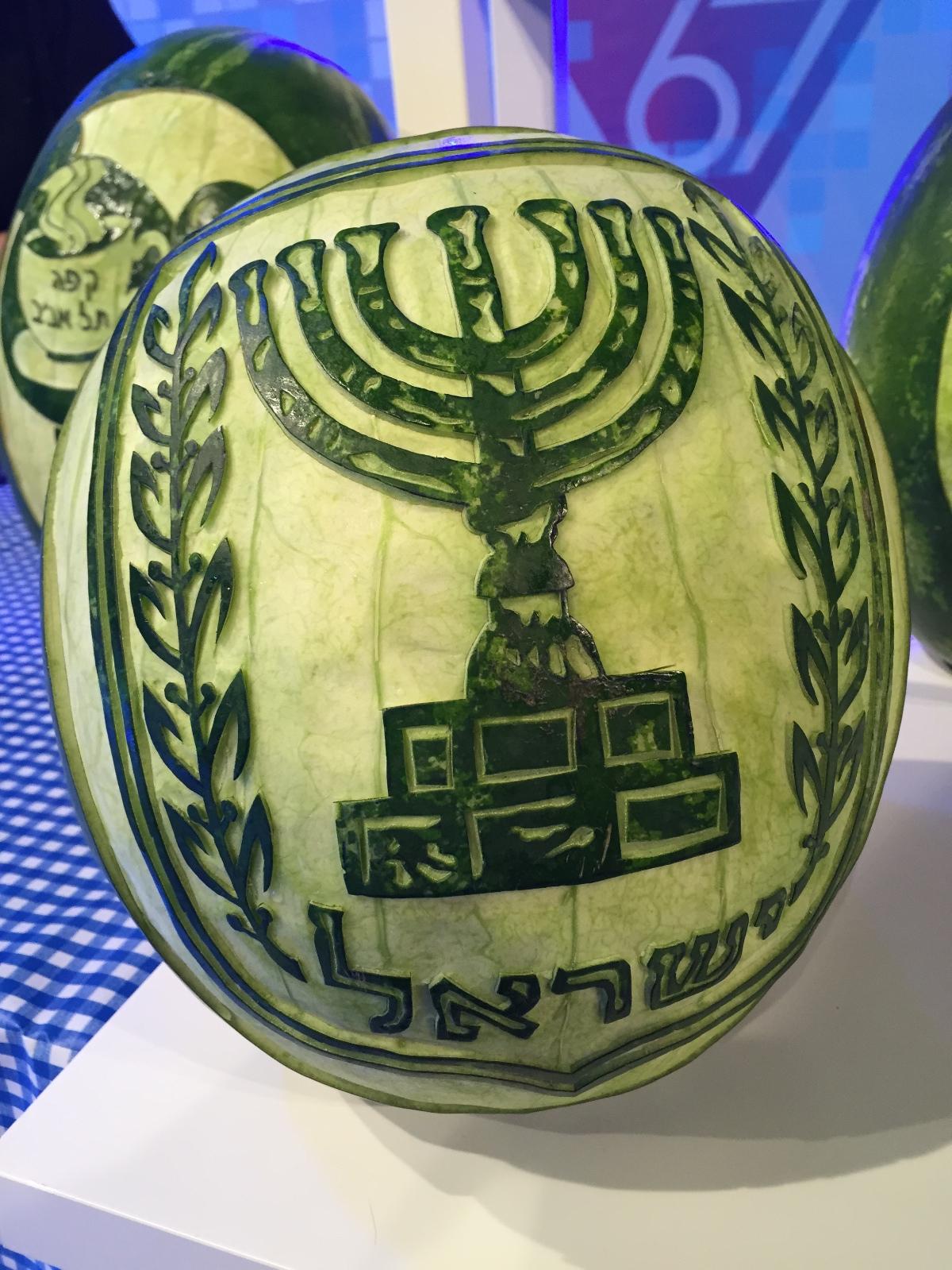 Tammy Carmona carved this watermelon for an Israel TV show. Photo: courtesy