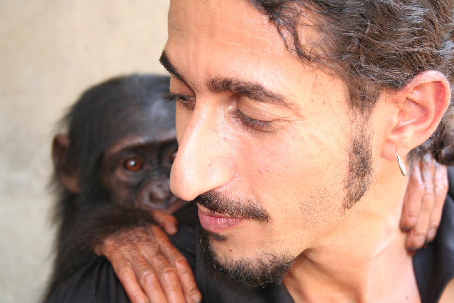 Ofir Drori’s life work began with his rescue of an orphaned chimp he named Future. Photo courtesy of EAGLE Network