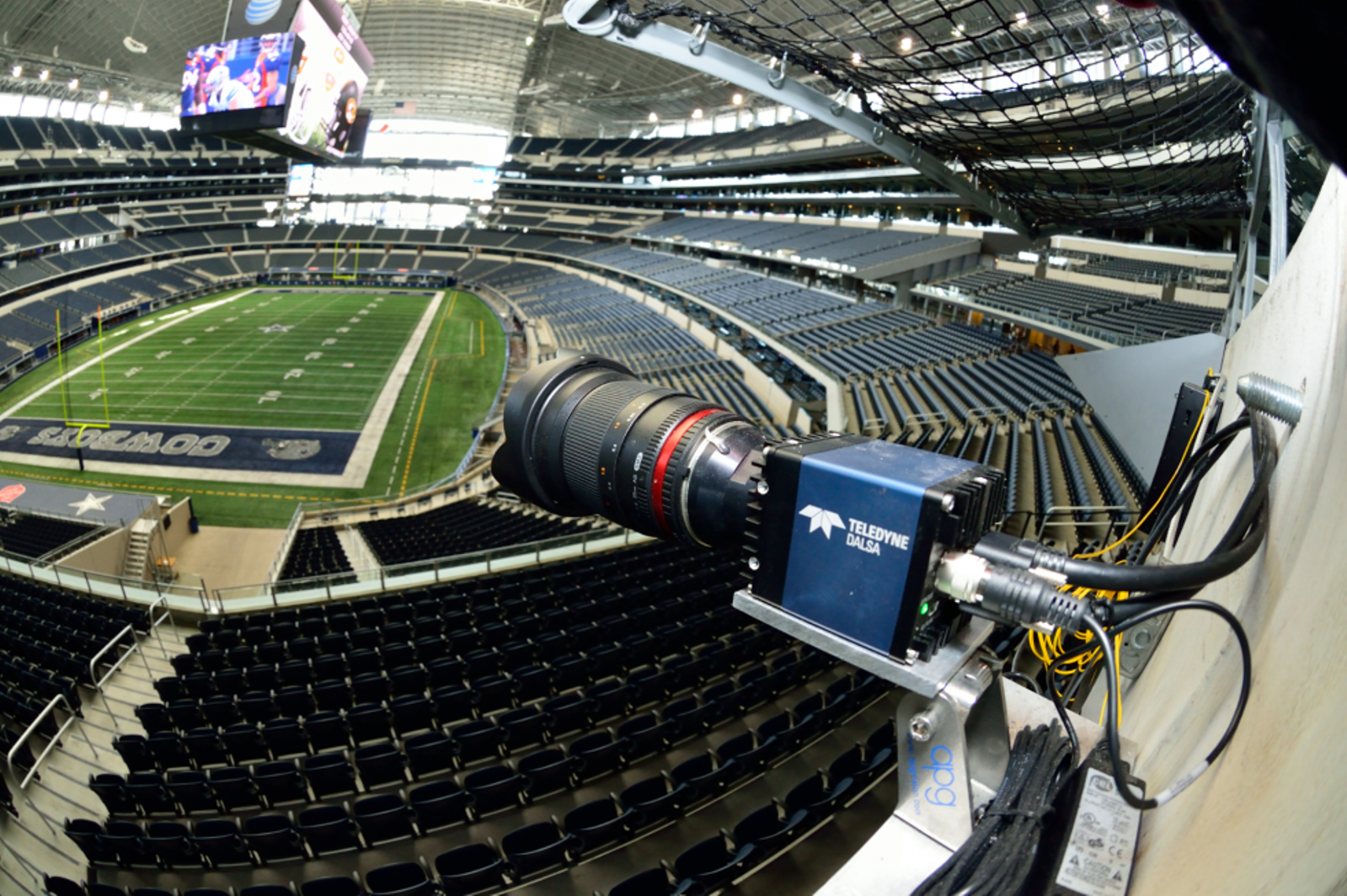 Super-HD cameras encircle the stadium to capture images from every angle to be converted into 3D “voxels.” Photo courtesy of Replay Technologies
