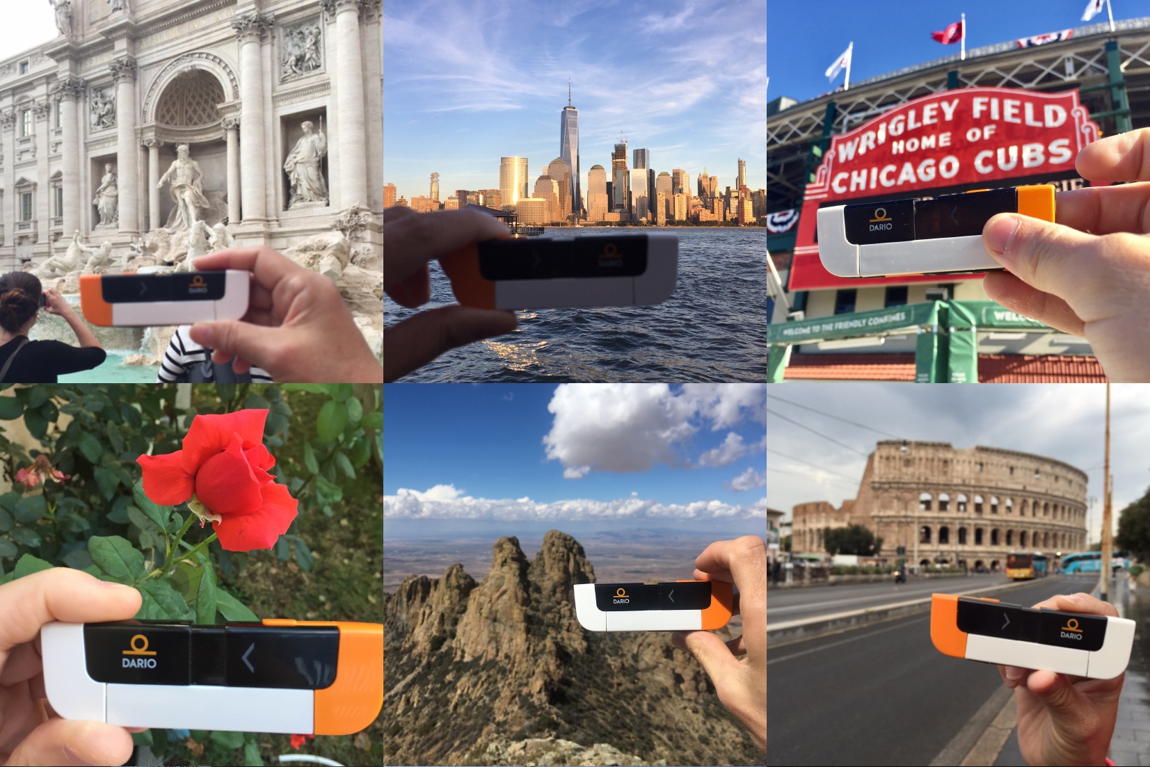 Users send in photos of themselves using Dario on their travels all over the world. Image: courtesy
