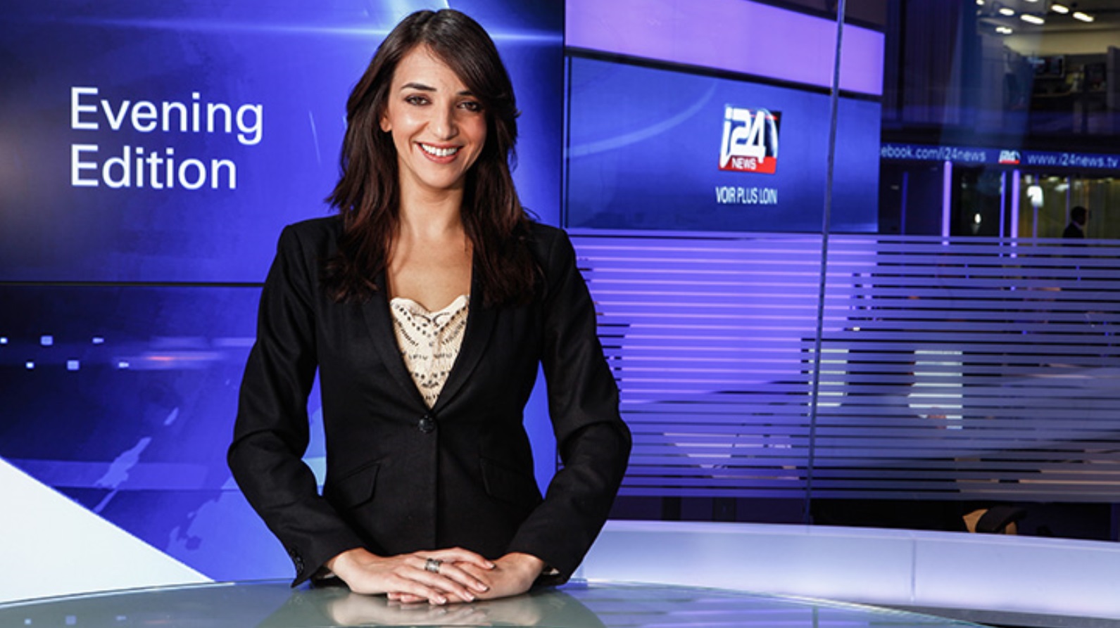 Lucy Aharish anchoring the news. Photo by Kfir Ziv Photography