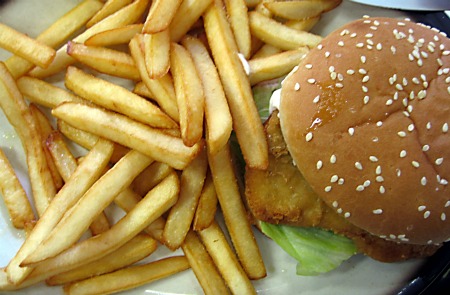Hamburger and fries
